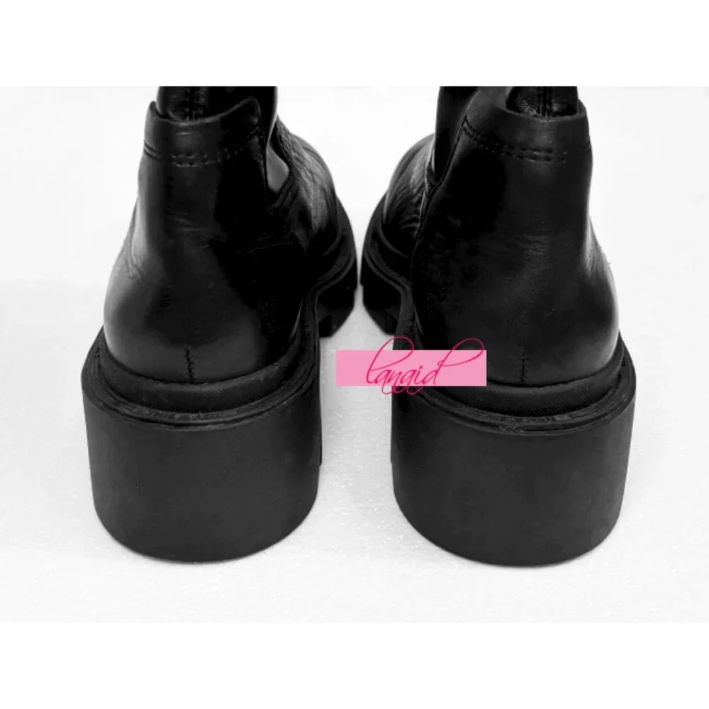 Ash Manny Over-The-Knee Biker Boots Black Thigh-High Leather Chunky Combat Edgy